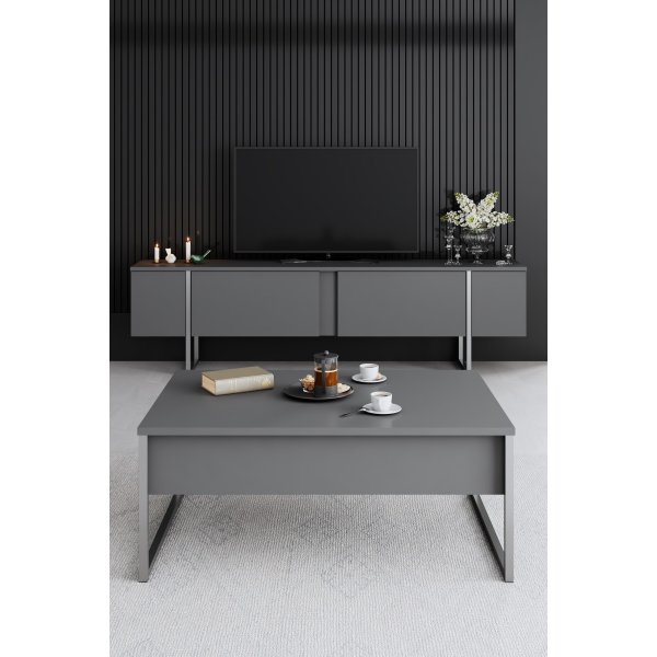 Meuble TV Lux - Anthracite/argent