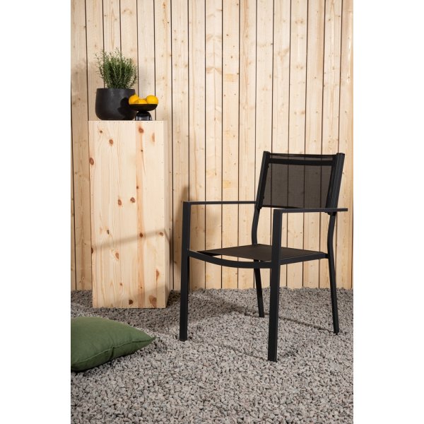 Matgrupp: 6 stolar och matbord 205 x 90 cm svart/natur - Copacabana