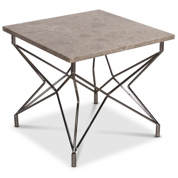 Cliff soffbord 55 x 55 cm - Beige marmor / Krom