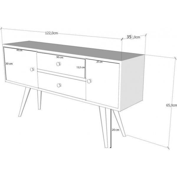 Banc multimédia Odense - Blanc/noyer Banc multimédia Odense - Blanc/noyer