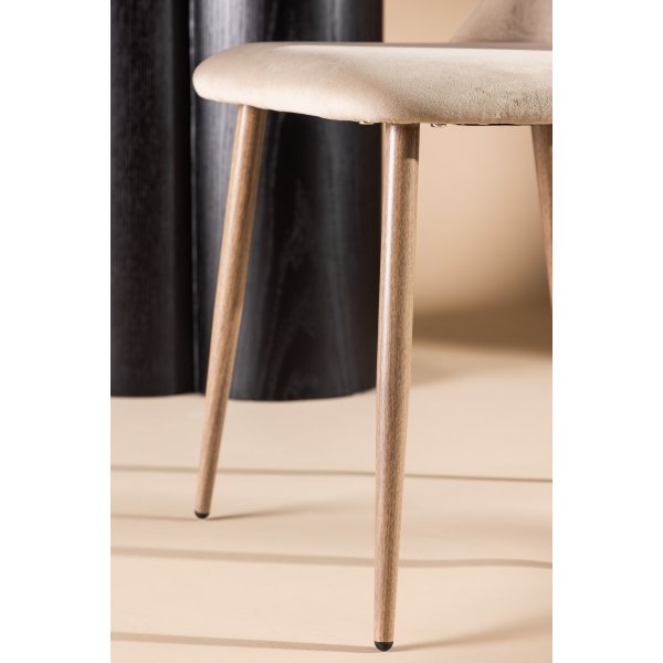 Matstol beige sammet med ekben Matstol beige sammet med ekben
