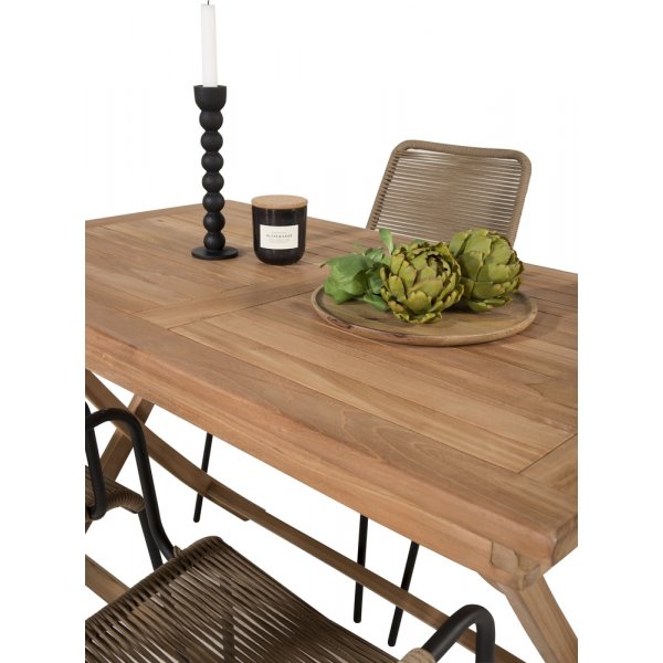 Kenya utematgrupp med 4 st Lindos stolar - Beige/Svart/Teak Kenya utematgrupp med 4 st Lindos stolar - Beige/Svart/Teak