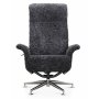 Relaxfauteuil met voetenbank in echt schapenvacht zwart/donkergrijs - Ulla + Vlekverwijderaar voor meubels