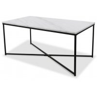 Niko soffbord 110 - Vit äkta Marmor / Svart Niko soffbord 110 - Vit äkta Marmor / Svart