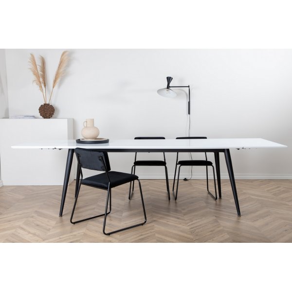 Table  manger Hendry 195-285 cm - Blanc/noir