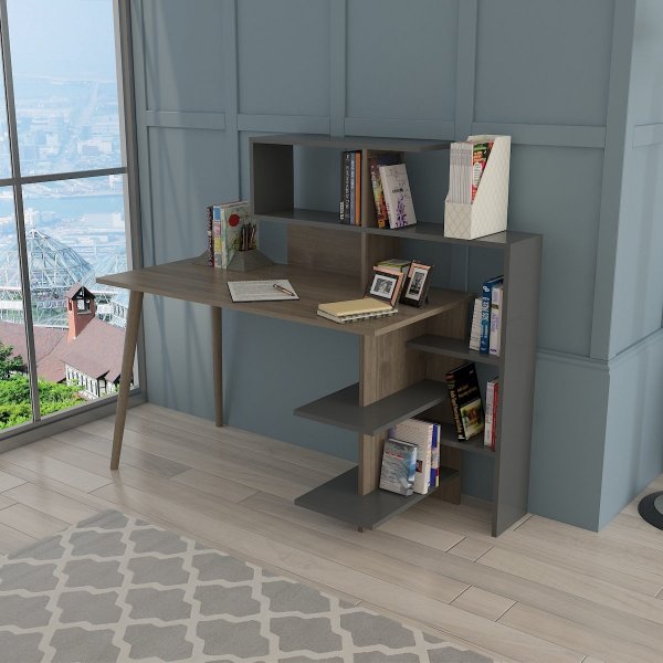 Uzay skrivbord 141,8x60 cm - Antracit/valnöt Uzay skrivbord 141,8x60 cm - Antracit/valnöt