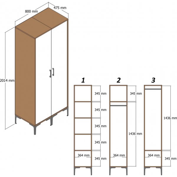 Armoire Kumsal 2 Noyer/blanc Armoire Kumsal 2 Noyer/blanc