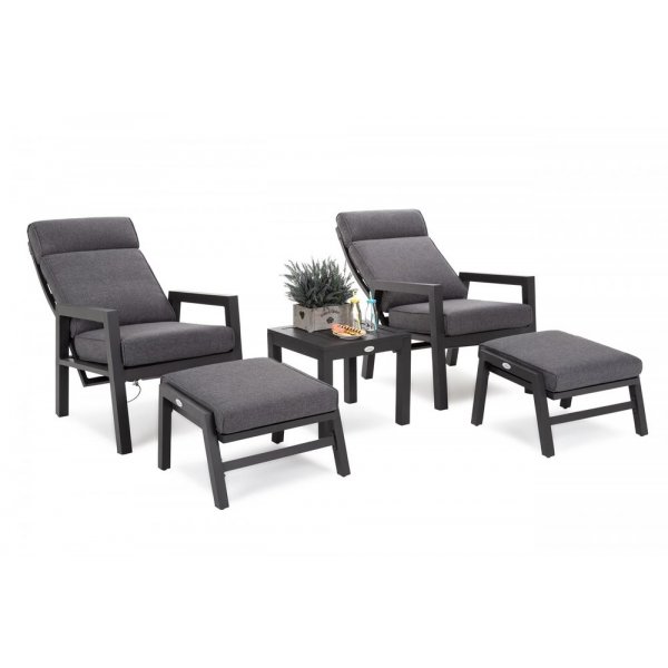Morton Fåtöljset med bord & fotpallar (recliner) - Mörkgrå/grå Morton Fåtöljset med bord & fotpallar (recliner) - Mörkgrå/grå