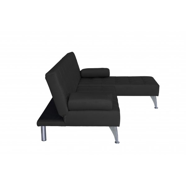Divansoffa med bäddfunktion svart sammet - Neptun Divansoffa med bäddfunktion svart sammet - Neptun