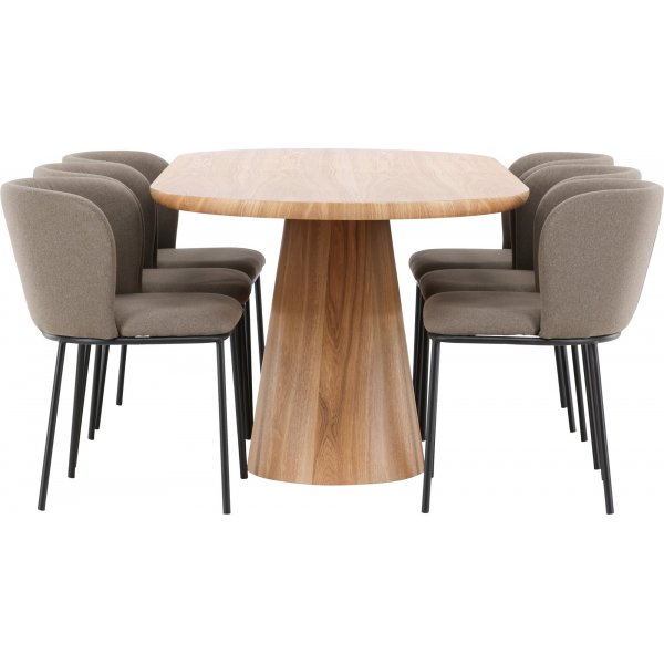 Matbord Stjrn med 6 st Edina stolar - Brun/svart + 4.00 x Mbeltassar