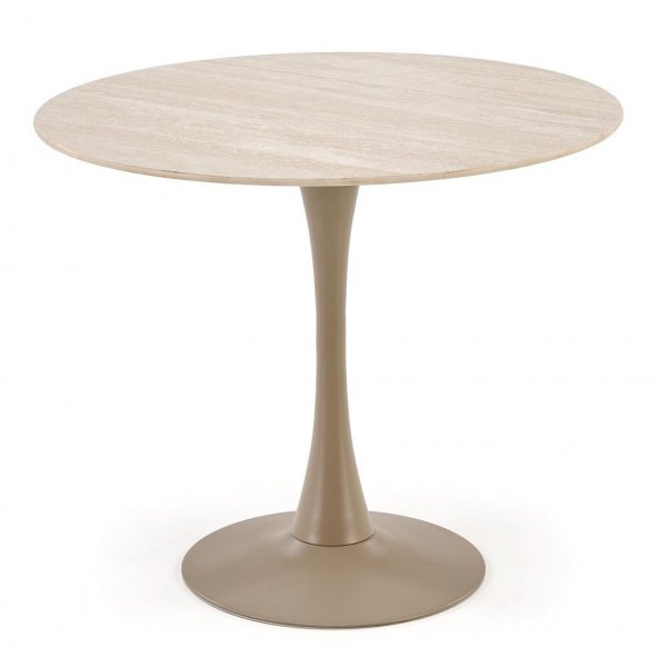 Matbord runt 90 cm beige travertin
