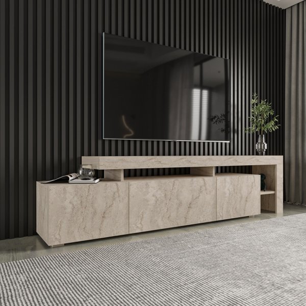 Meuble TV Beliz en travertin - 192 cm Meuble TV Beliz en travertin - 192 cm