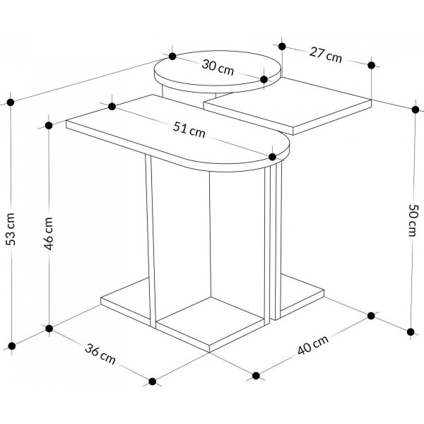 Mund satsbord 51 x 13 cm - Ljus mocka/ek/vit