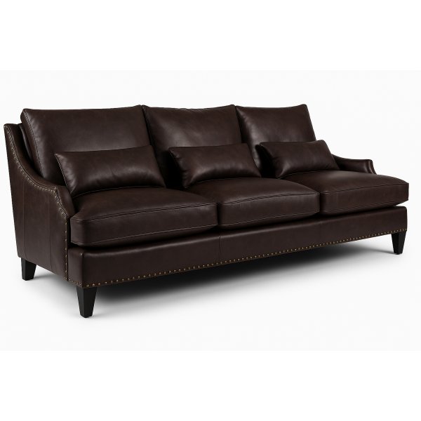 Charles 3-sits soffa - Mrkbrun lderimitation