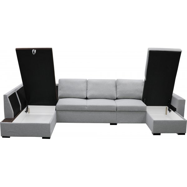 U-soffa med förvaring 367 cm grå + Fläckborttagare för möbler U-soffa med förvaring 367 cm grå + Fläckborttagare för möbler