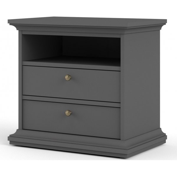 Paris nachtkastje met 2 lades en 1 open vak - Grijs