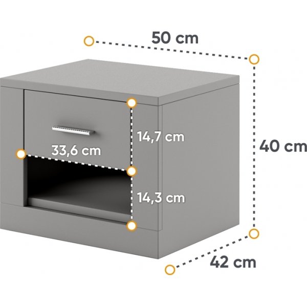 Table de chevet Einar - Gris Table de chevet Einar - Gris