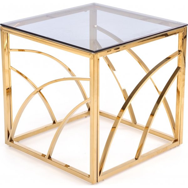 Table basse Kosmos 55 x 55 cm - Verre fum/or