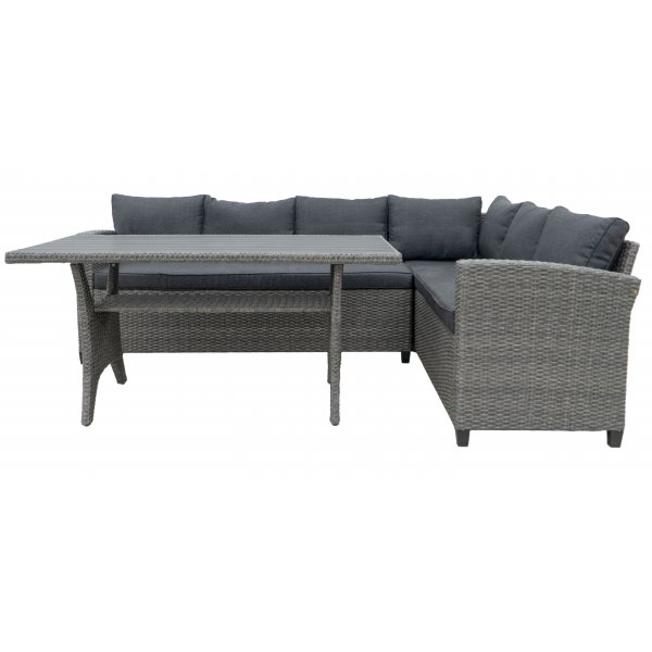 Tor utesoffgrupp med matbord i rotting - Grå konstrotting Tor utesoffgrupp med matbord i rotting - Grå konstrotting