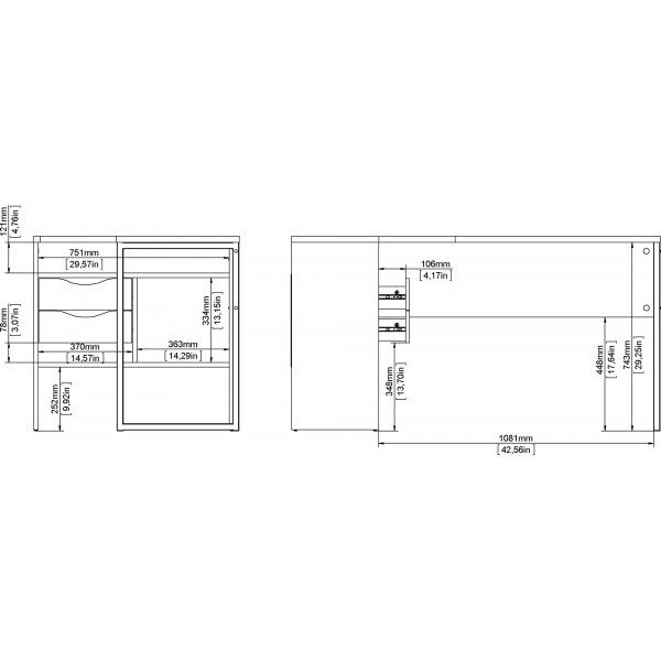 Bureau Function Plus 145,1 x 81 x 76,8 cm - Blanc/truffe Bureau Function Plus 145,1 x 81 x 76,8 cm - Blanc/truffe