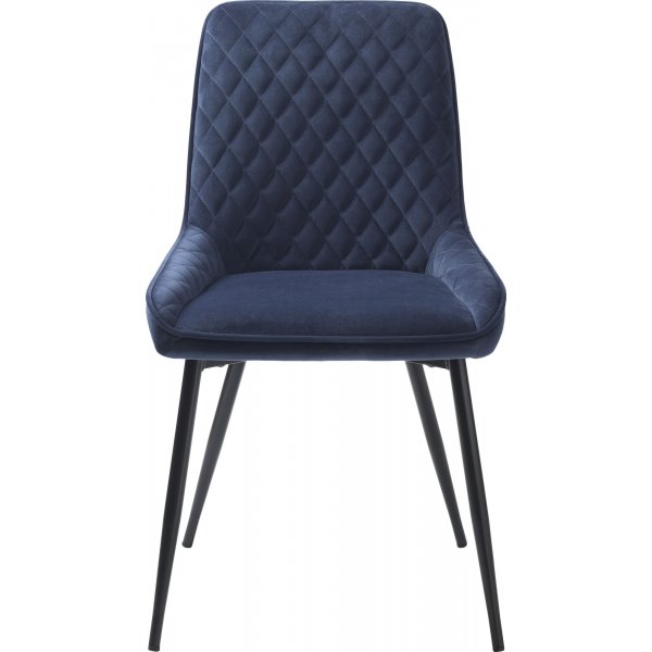 Chaise Carina en velours bleu motif losanges Chaise Carina en velours bleu motif losanges