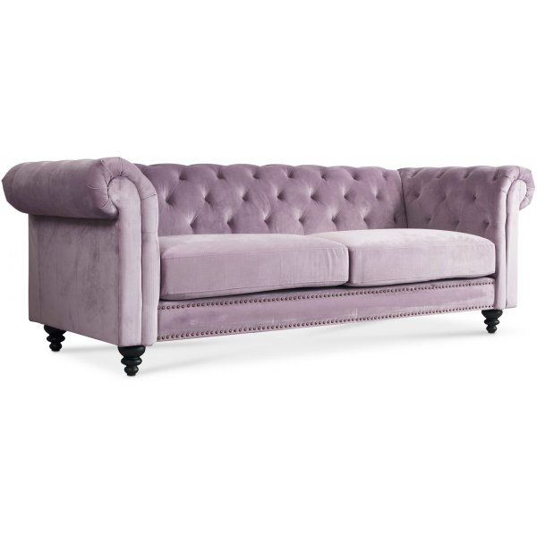 Royal Chesterfield 3-sits soffa i rosa sammet Royal Chesterfield 3-sits soffa i rosa sammet