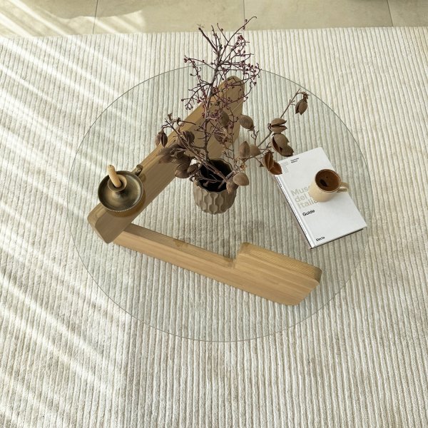 Mia soffbord 75 cm - Ek/klarglas