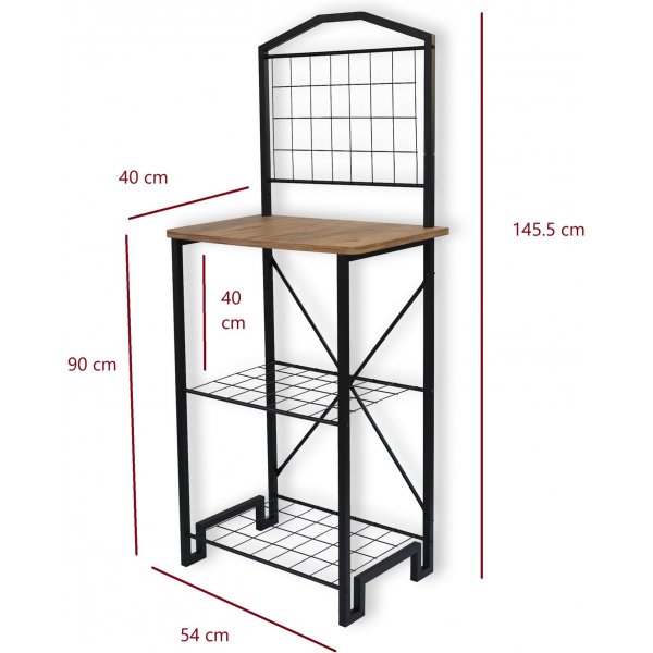 Etagre de cuisine Luke - Pin/noir