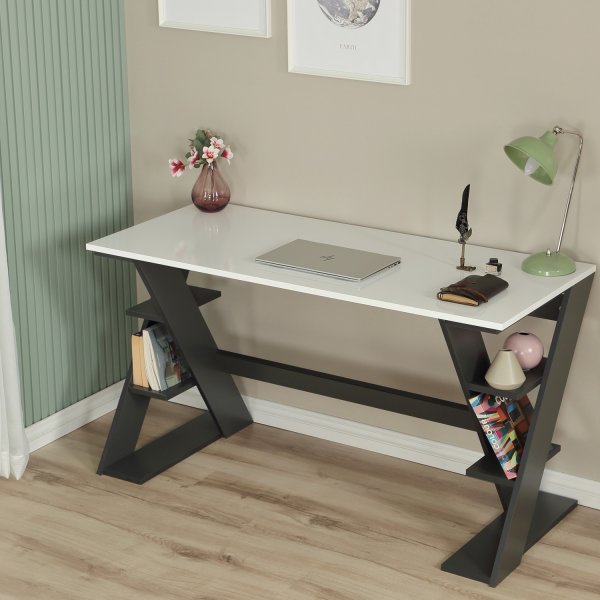 Lungo skrivbord 140 x 60 cm - Antracit/vit Lungo skrivbord 140 x 60 cm - Antracit/vit