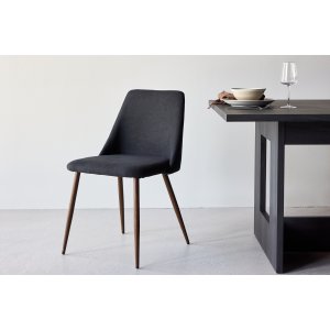 Matstol Night i svart linne - mocca st�lben