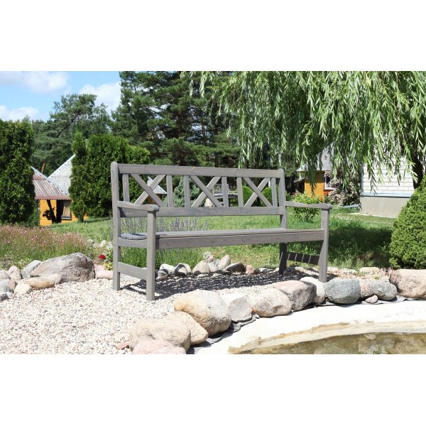 Bollns tuinbank 3-zits - Grijs + Vlekverwijderaar voor meubels