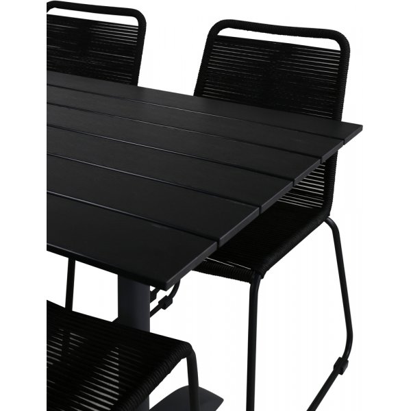 Denver utematgrupp med 4 st Lindos stolar - Svart Denver utematgrupp med 4 st Lindos stolar - Svart