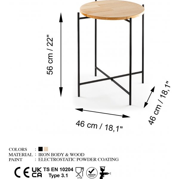 Vela 4 bijzettafels - Zwart/beige Vela 4 bijzettafels - Zwart/beige