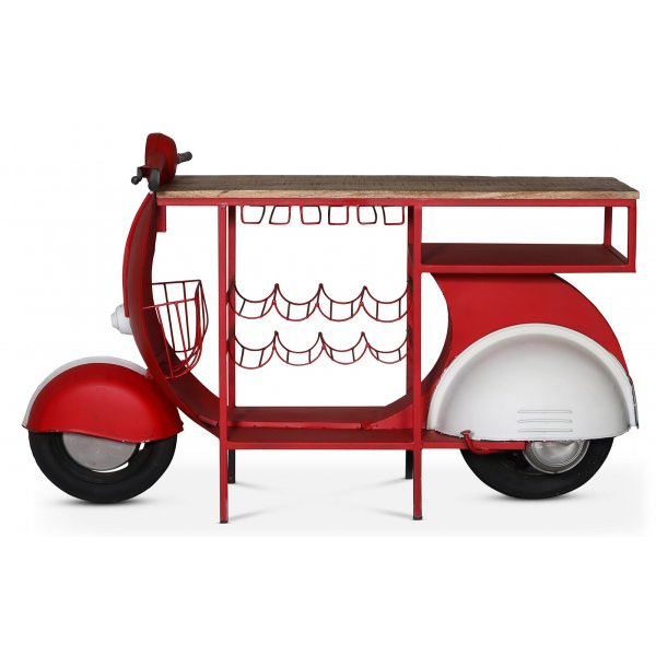 Klassisk Vespa bardisk 183 x 51 cm - Rd/vit