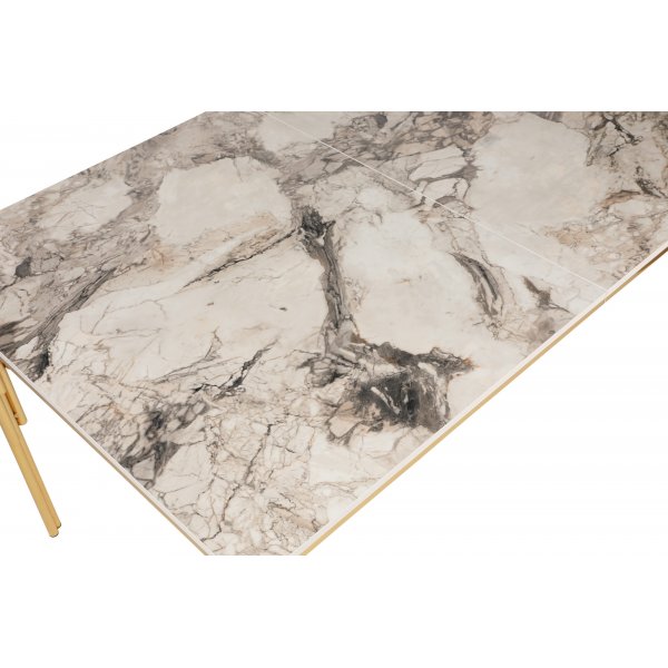 Table à manger Dalmar 147-182 cm - Or/blanc Table à manger Dalmar 147-182 cm - Or/blanc