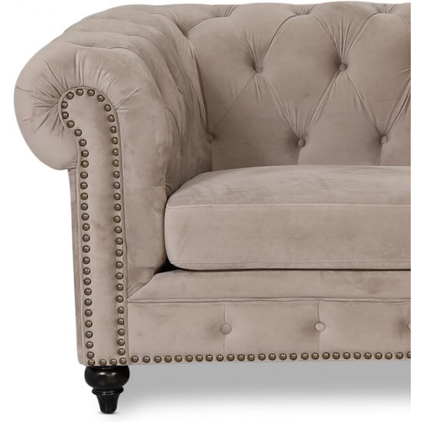 Chesterfield Montgomery 2-sits soffa - Beige sammet Chesterfield Montgomery 2-sits soffa - Beige sammet