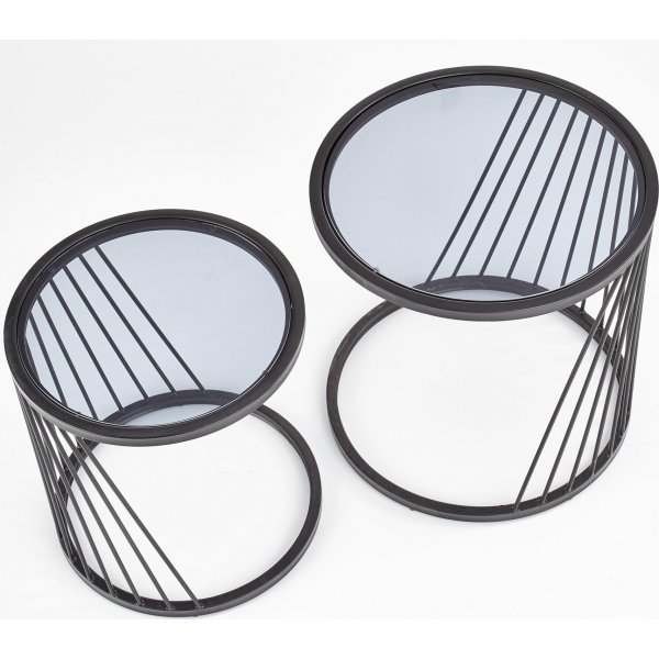 Table basse Ambani Ø42/50 cm - Verre fumé/noir Table basse Ambani Ø42/50 cm - Verre fumé/noir