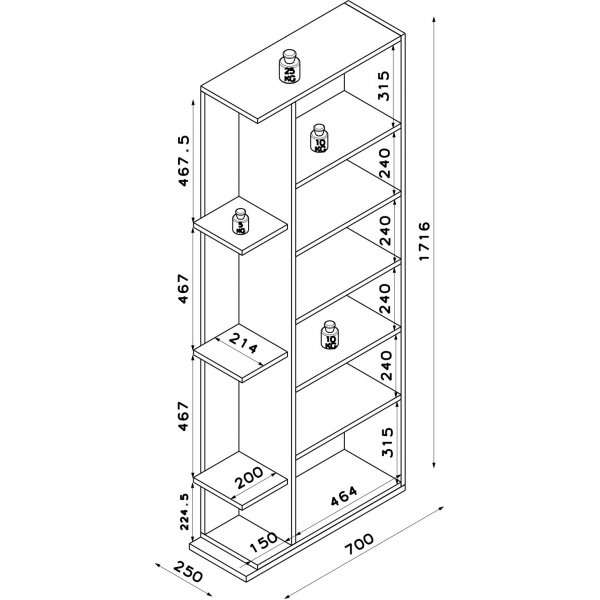 Twin bokhylla - Antracit/valnt