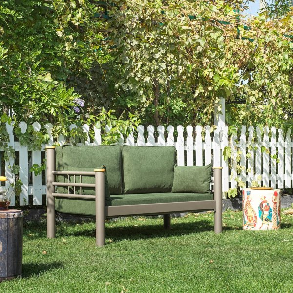 Canapé d'extérieur 2 places Kappis - Marron/vert + Détachant pour meubles Canapé d'extérieur 2 places Kappis - Marron/vert + Détachant pour meubles