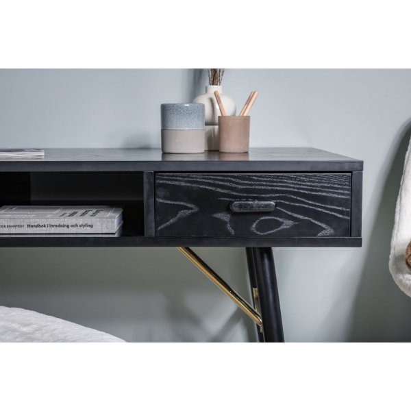 Ansmark skrivbord 110x60 cm - Svart/mssing