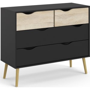 Commode Oslo avec 4 tiroirs - Noir/chne