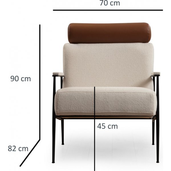 Fauteuil Toscane - Blanc/camel