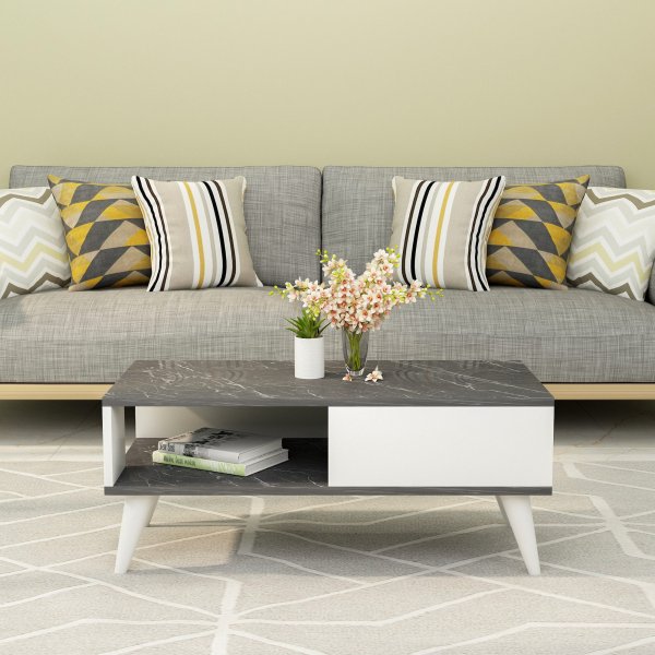 Table basse Saul 90 x 45 cm - Noir/blanc