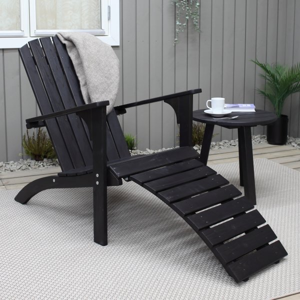 Kungshamn dckstol med fotstd - Svart