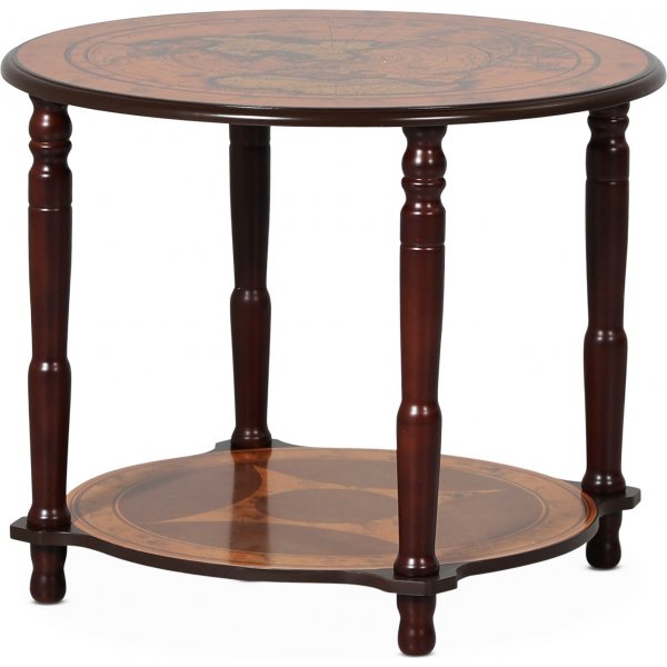 Lampbord i valnt med vrldskarta 60 cm