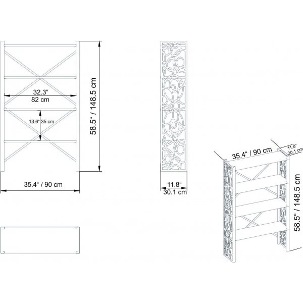 Lidya bokhylla - Vit/svart Lidya bokhylla - Vit/svart