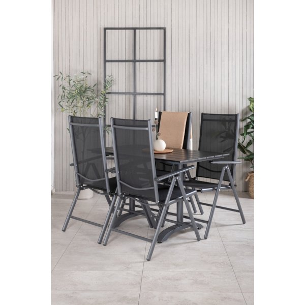 Denver utematgrupp med 4 st Break stolar - Svart