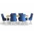 Groupe de repas Dalsland: Table  manger en blanc/chne avec 6 chaises Tuva en velours bleu