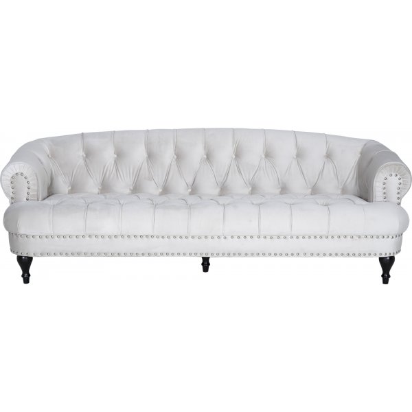 Soffa 3-sits chesterfield beige sammet