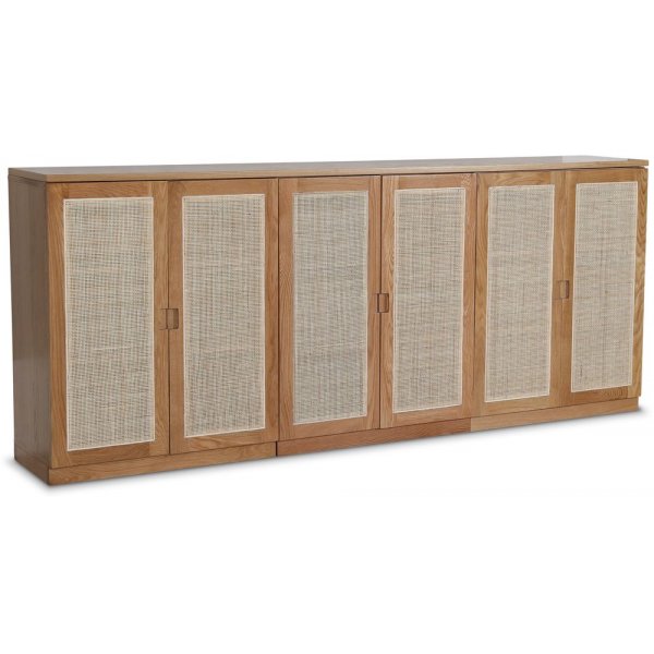 Level sideboard i oljad ek med drrar i rotting 210 cm